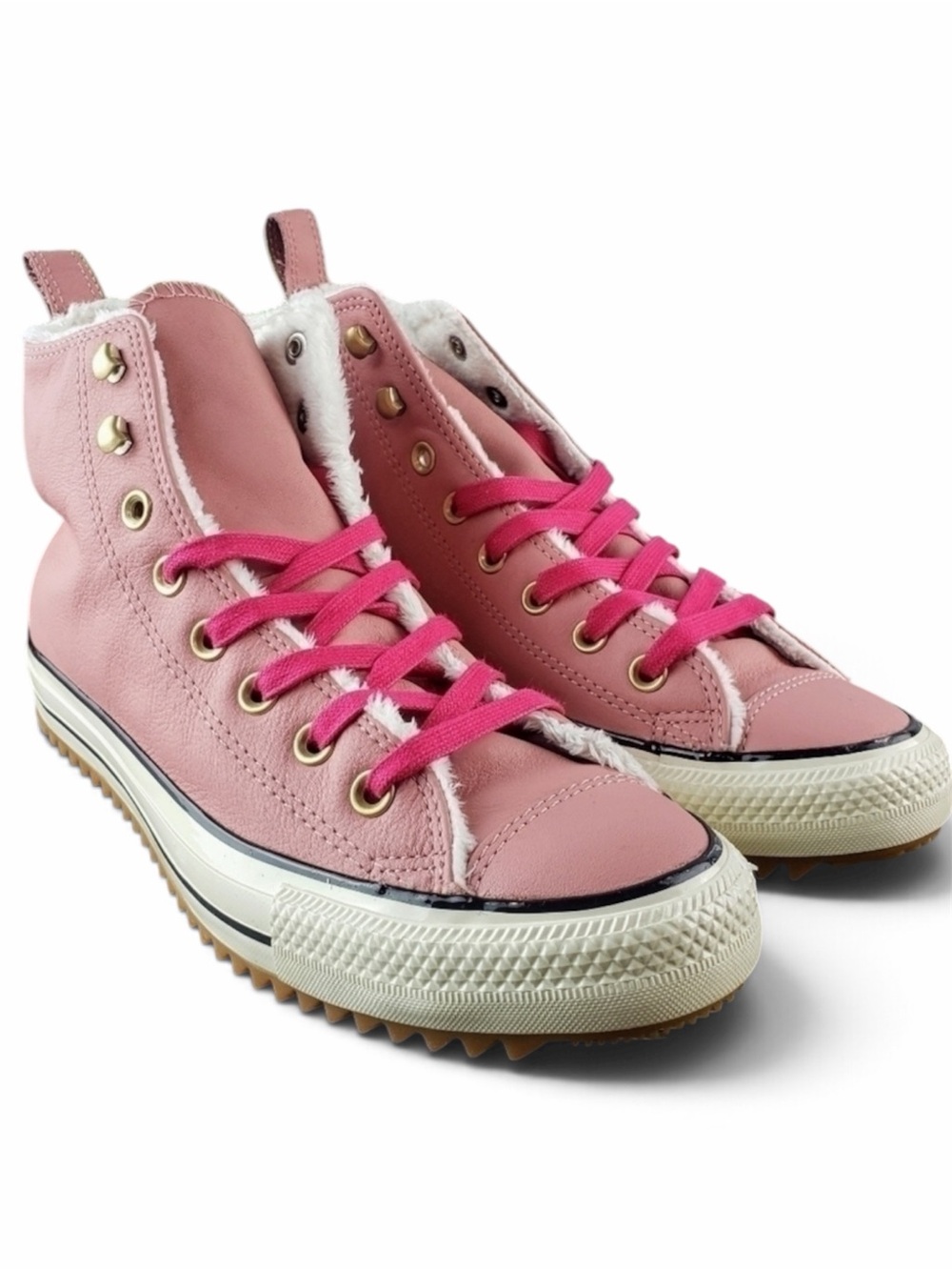 Women’s Pink High-Top Faux-Shearling Sneakers